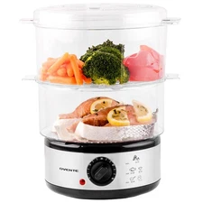 OVENTE 2-Tier Electric Food Steamer, 5 Quart, Stainless Steel, Silver