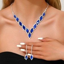 Crystal Rhinestone Necklace Earrings Set Bridal Wedding Prom Party Jewelry