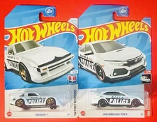 Hot Wheels • Police • Lot Of 2 • 2018 Honda Civic Type R  & Mazda RX-7