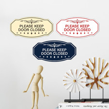 Victorian Please Keep Door Closed Sign Ivory/Dark Brown - Medium 1 Pack