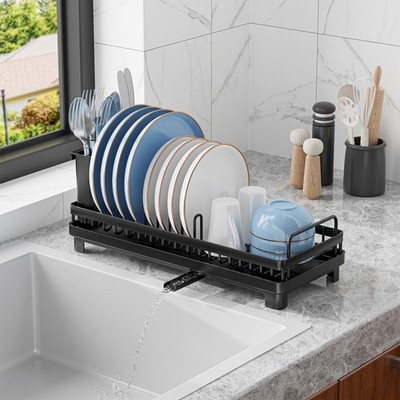 CHLORYARD Small Dish Drying Rack, Compact Sink Dish Drainer Plate Rack Organi...