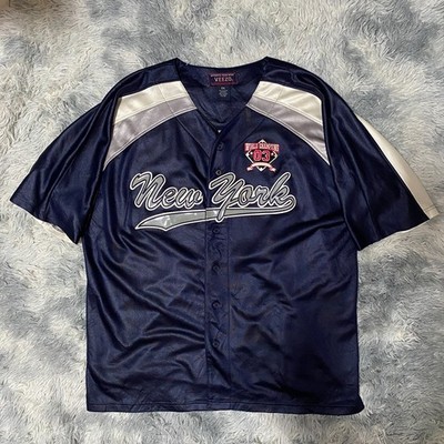 Vtg Veezo New York Baseball Jersey 2XL Navy Blue Made in Russia