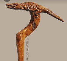 Hand carved design crocodile wooden walking stick for men women walking cane