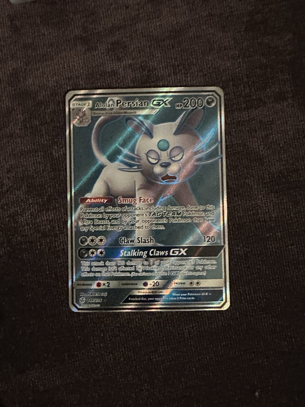 Pokemon TCG Alolan Persian GX Cosmic Eclipse 219/236 (NM)