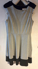 LOFT Black White Polka Dot Fit & Flare Sleeveless Zip Knee Dress Women 2