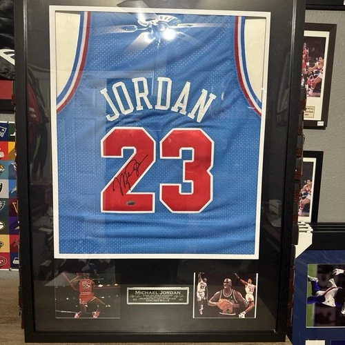 Michael Jordan Signed Autographed NBA All Stars Chicago Bulls Framed Jersey  COA