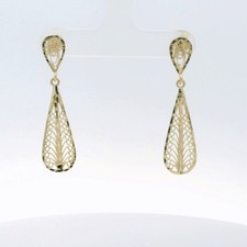 14k Yellow Gold Diamond Cut Filigree Drop Earrings C31016360 