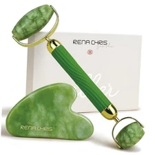  Gua Sha and Face Roller Set: Anti-Breakage Jade Roller for Long-Lasting Green