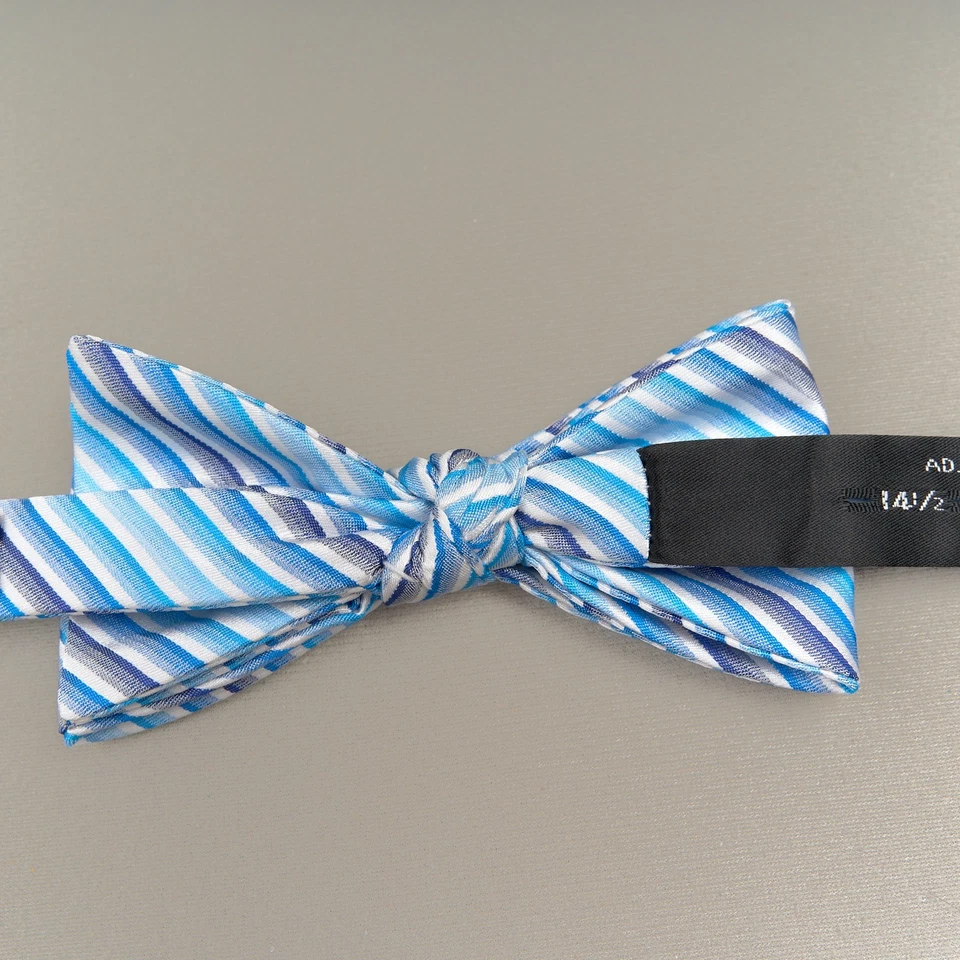 Croft & Barrow 领结蓝色条纹预绑可调丝绸混纺 — 第 3/4 张图片