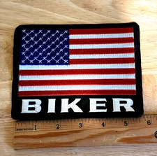 USA Flag Biker Motorcycle Patch Iron/Sew on FREE SHIP! 4.5" X 5.5"