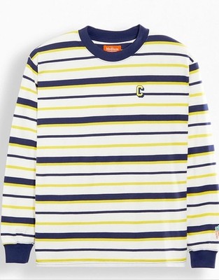 Anwar Carrots Pacsun XL Long Sleeve Shirt Mens Striped Yellow Navy Blue White