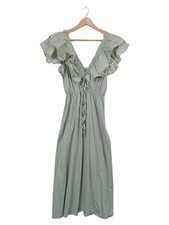 Maxi abito Zara taglia M volant scollo a V verde cotone estivo