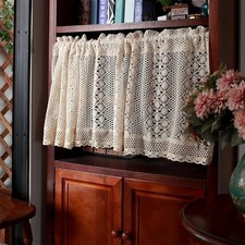 Mezza tenda vintage all'uncinetto a mano Valance pannello porta finestra tendaggi decorazione cucina