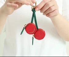 Large Cherry Coin Pouch Key Chain AirPod AirTag Holder New! Larger Size