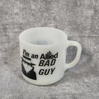 Vtg Im An Allied Bad Guy I Had A Bad Idea Cup Anchor Hocking Milk Glass Mug