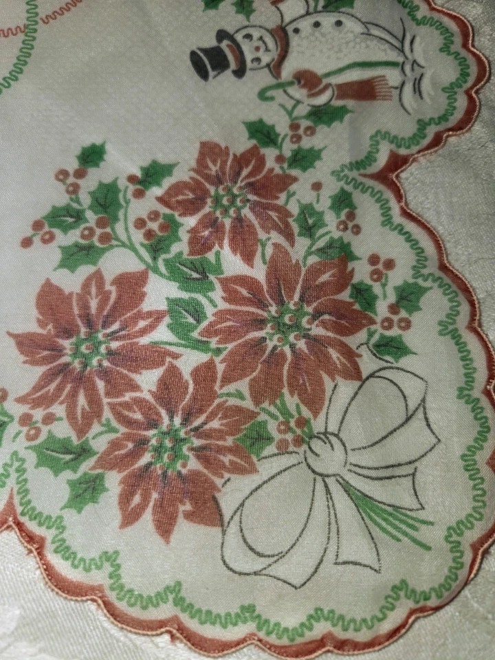 Pañuelo de Navidad vintage Mister & Mrs. muñeco de nieve Foto 2 de 4