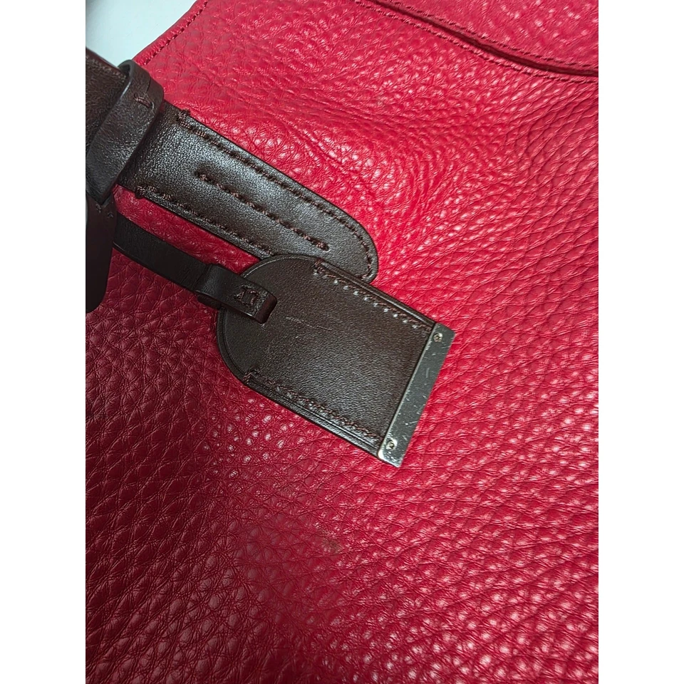 Cole Haan Pebbled Leather Large Hobo Bag Red Pink Shoulder Crossbody Purse Big - Image 3 of 4