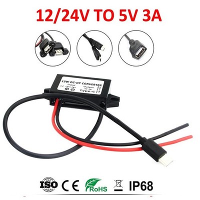 DC Converter Regulator Power Supply Buck Module Dual USB 12V 24V to 5V 3A 15W