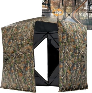 Ground Hunting Blind 2-3 Person & Front Open Door 360 Degree One-Way See-Through