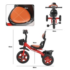Kids Tricycle for 2-5 Years Old, Kids Trike with Basket and Removable Pedal Jiib