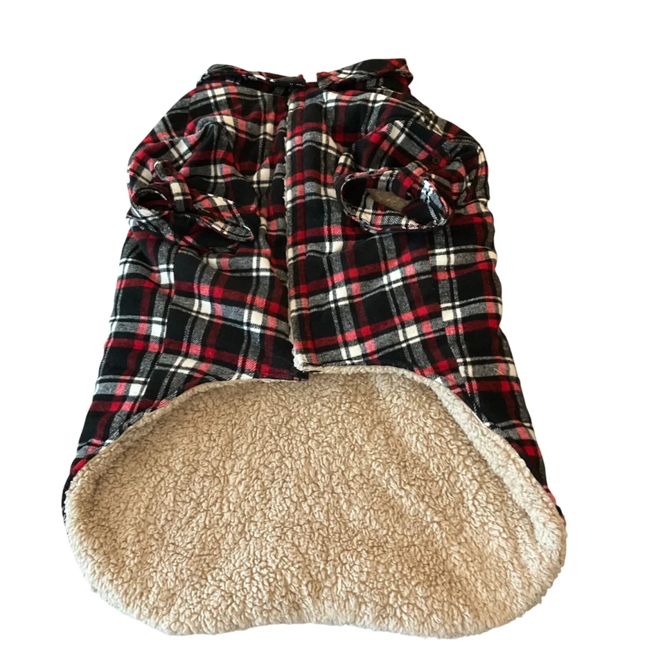Red & Black Plaid Dog Coat XXL Telluride Sherpa-Lined Wool blend Warm Outerwear - Image 4 of 4