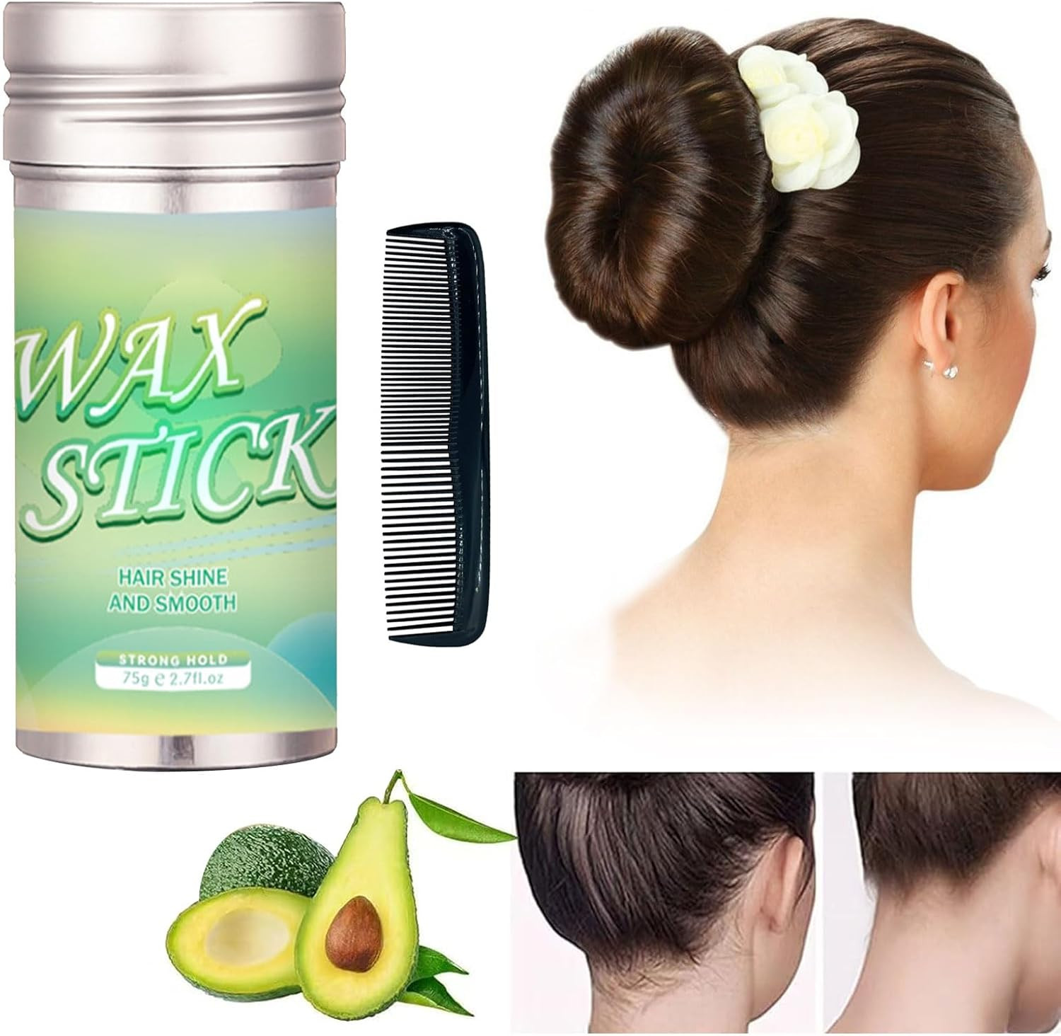 Bâton cire cheveux anti-frisottis tenue 24h fini mat