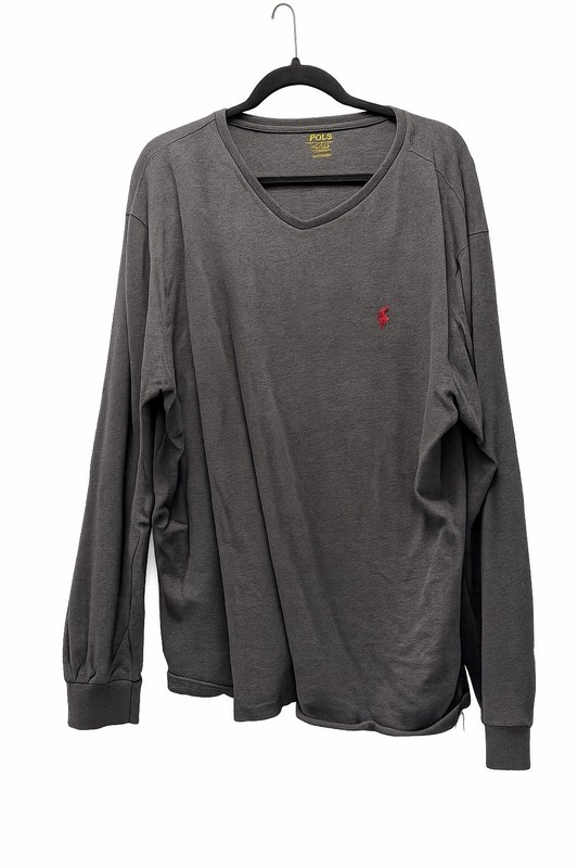 Polo Ralph Lauren Men’s Charcoal Gray Long Sleeve V-Neck T-Shirt XXL
