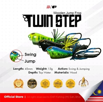 EXP TWIN STEP Jump Frog Wooden Snakehead Fishing B-Loop Design FREE SHIPPING