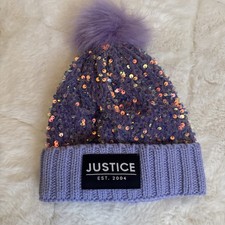 Justice Beanie Sequins Girls Hat - Lavender NWOT