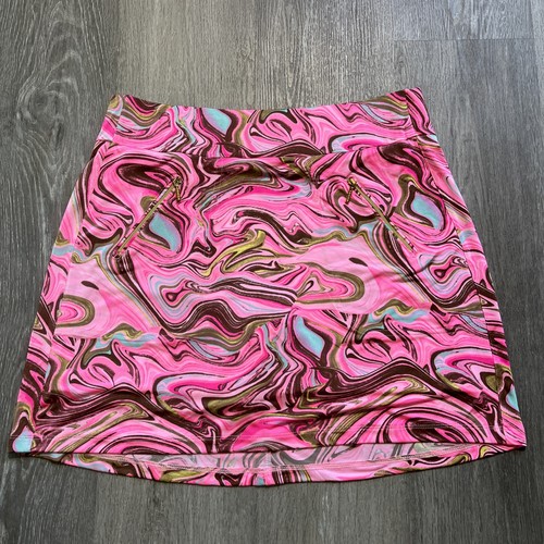 EUC Jamie Sadock 17.5” Stretch Zip Pocket Skort Skirt PINK SWIRL 10 MEDIUM $89