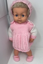 Palitoy Tiny Tears Vintage Doll 1970s 3/4 Eye16H Blonde Hair with crochet outfit