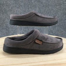 Dearfoams Slippers Men 11-12 Gray Brendan Perforated Microsuede Moc Toe Clog