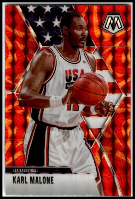 2019-20 Panini Mosaic #257 Karl Malone Reactive Orange