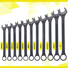 11-piece 1-5/16'' to 2''Jumbo Combination Wrench Set extra large SAE,Black Oxide