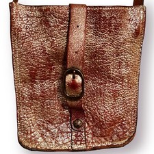 Patricia Nash Venezia Pouch Pebbled Brown Gold-tone Leather Vintage Crossbody