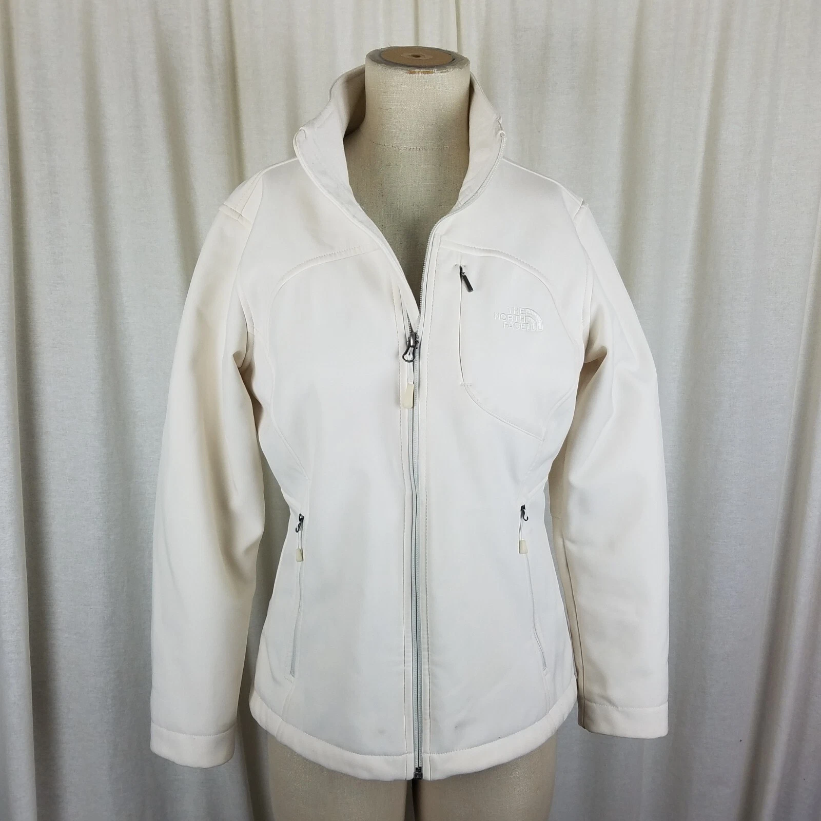 OFF WHITE Maglione The North Face foderato in pile con cerniera completa donna M bianco avorio