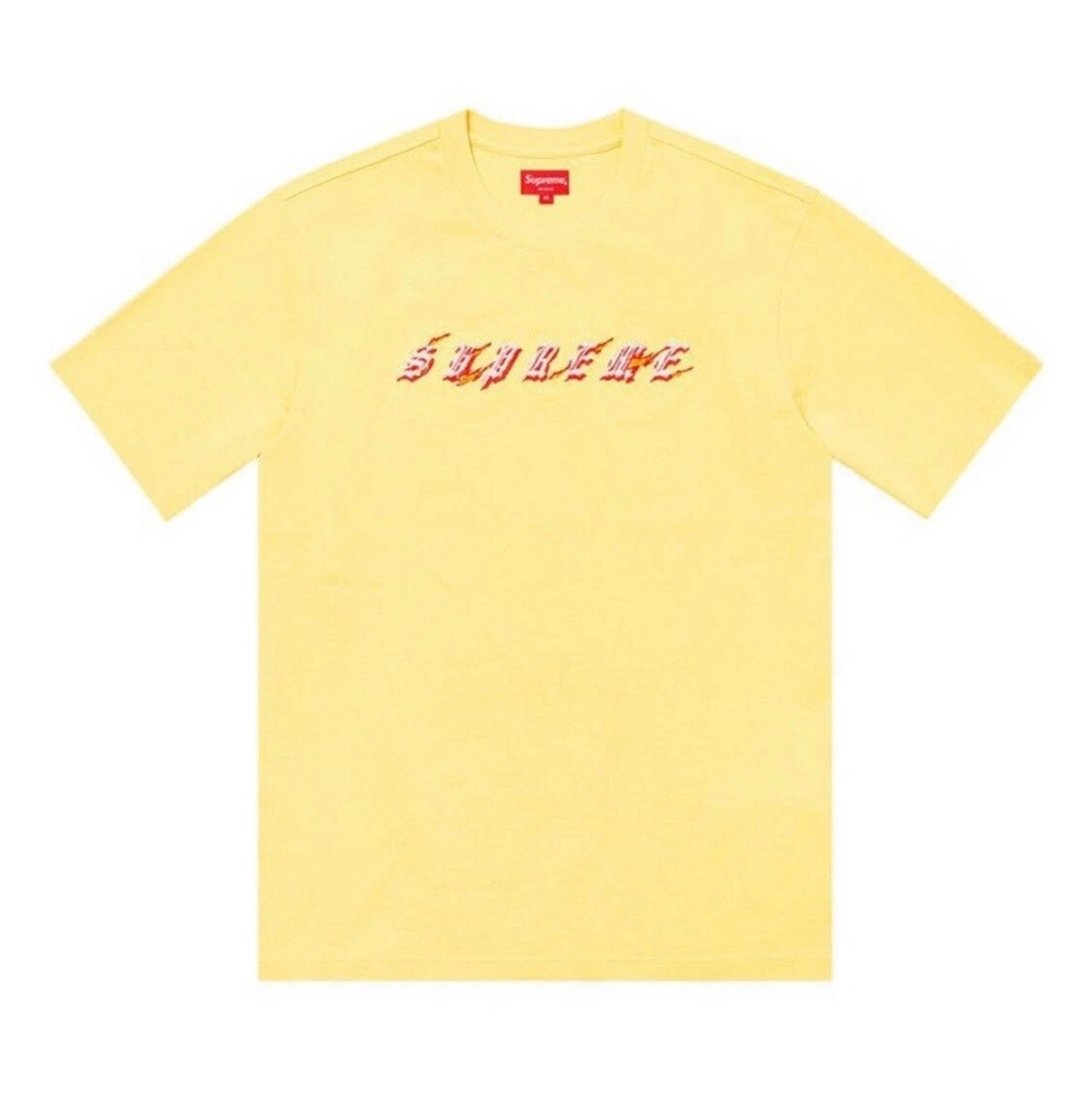 T shirt unisexe jaune pâle Supreme Flames S/S Top SS22 taille M neuf