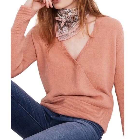 Madewell faux wrap pullover sweater discount