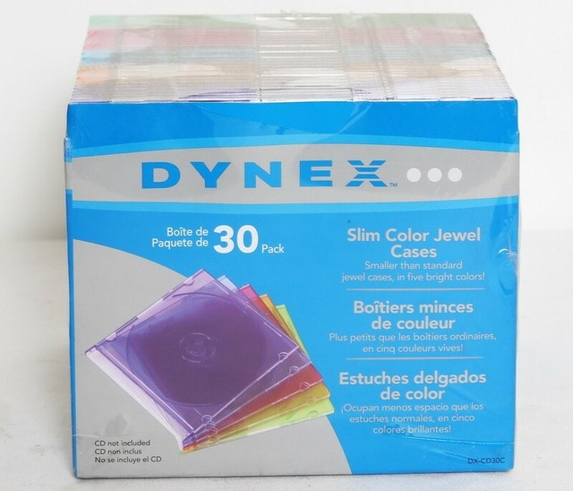 Dynex 35pack Color Slim JEWEL Cases for CD DVD Bluray Discs Video