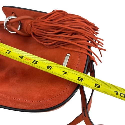 Rebecca Minkoff Rust Suede Fringe Bucket Bag Crossbody Drawstring Purse - Picture 11 of 11