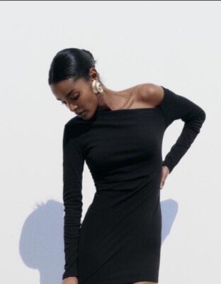 Long Sleeve Zara Woman Black Dress NWT ZARA Dress Black Midi - Main Image