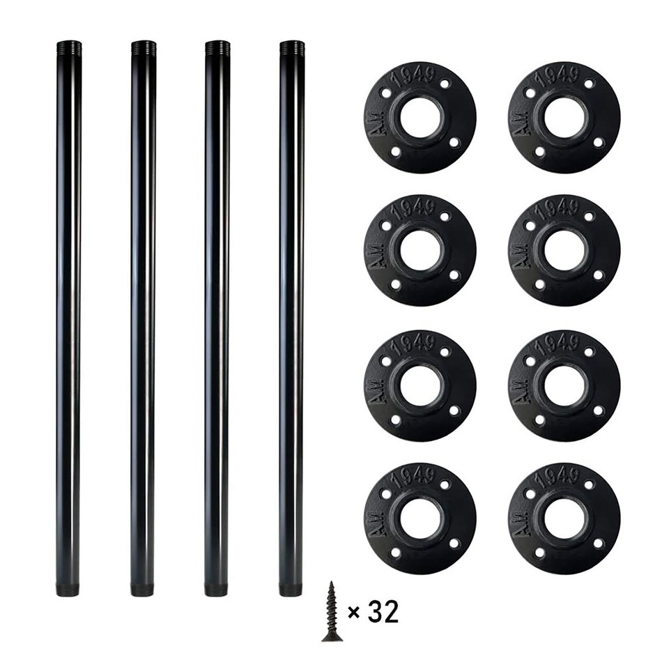 4Pcs 30" 760mm Heavy Duty Industrial Pipe Table Legs Adjustable Table