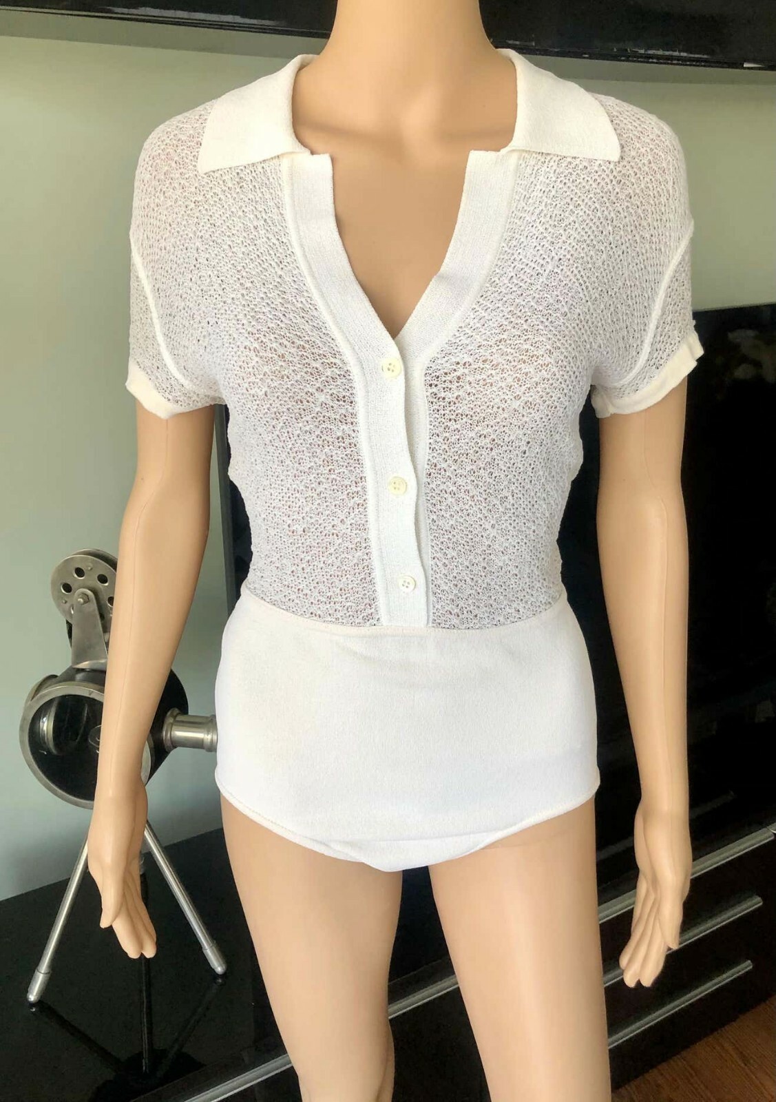 Azzedine Alaia 1989 Vintage Semi-Sheer Bodysuit Romper image 2