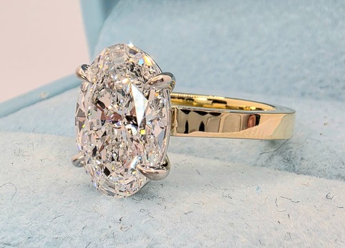 5.00 Ct D VS1 Round Solitaire Oval Lab Grown Diamond Ring IGI Certified 18k - Picture 5 of 12