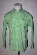 EUC Polo Ralph Lauren Green Plaid Button Front Long Sleeve Casual Shirt Sz M