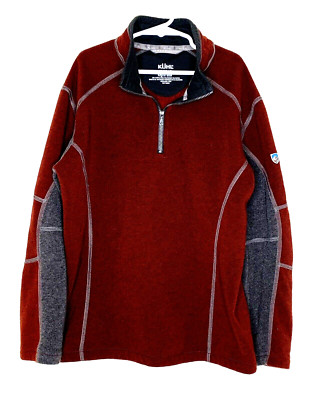 Kuhl Kashmira boys Size M Medium 10/12 Burgundy Gray Pull over 1/4 zip sweater