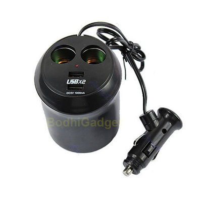 cigarette lighter cup holder Car Cigarette Lighter Dual USB Charger Socket Cup Holder Adapter