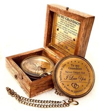 Engraved Brass Compass Gift for Grandson Birthday Baptism Graduation Gift