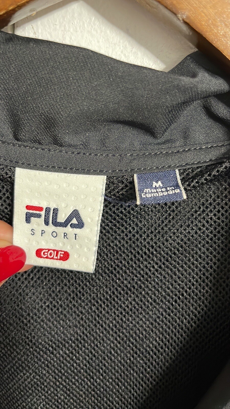Giacca a vento uomo Fila Sport Golf zip foderata in rete nera taglia M