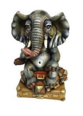 CARLOS AND ALBERT  '' FREQUENT FLIER ELEPHANT''.... JUST REDUCED   7 X 13 X15